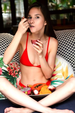 naked young lady playing and eating ripe naked young lady playing and eating ripe